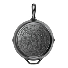 12 Inch Seasoned Cast Iron Butterfly Sugar Skull Skillet