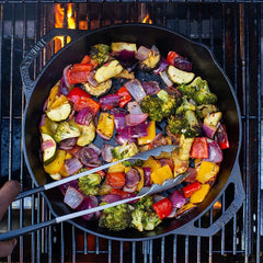 12 Inch Seasoned Cast Iron Dual Handle Grilling Basket